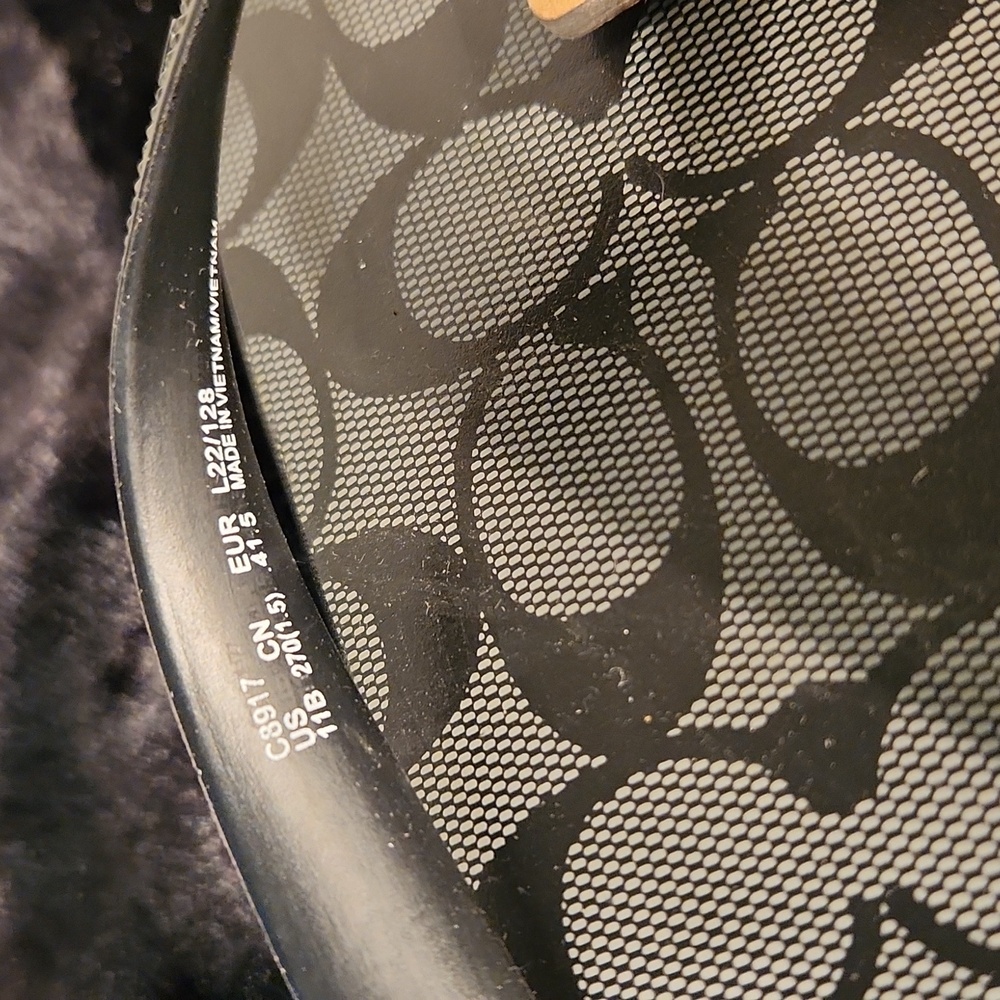 Coach Monogram Black and Gray Plateform Flip Flops - Picture 4 of 7